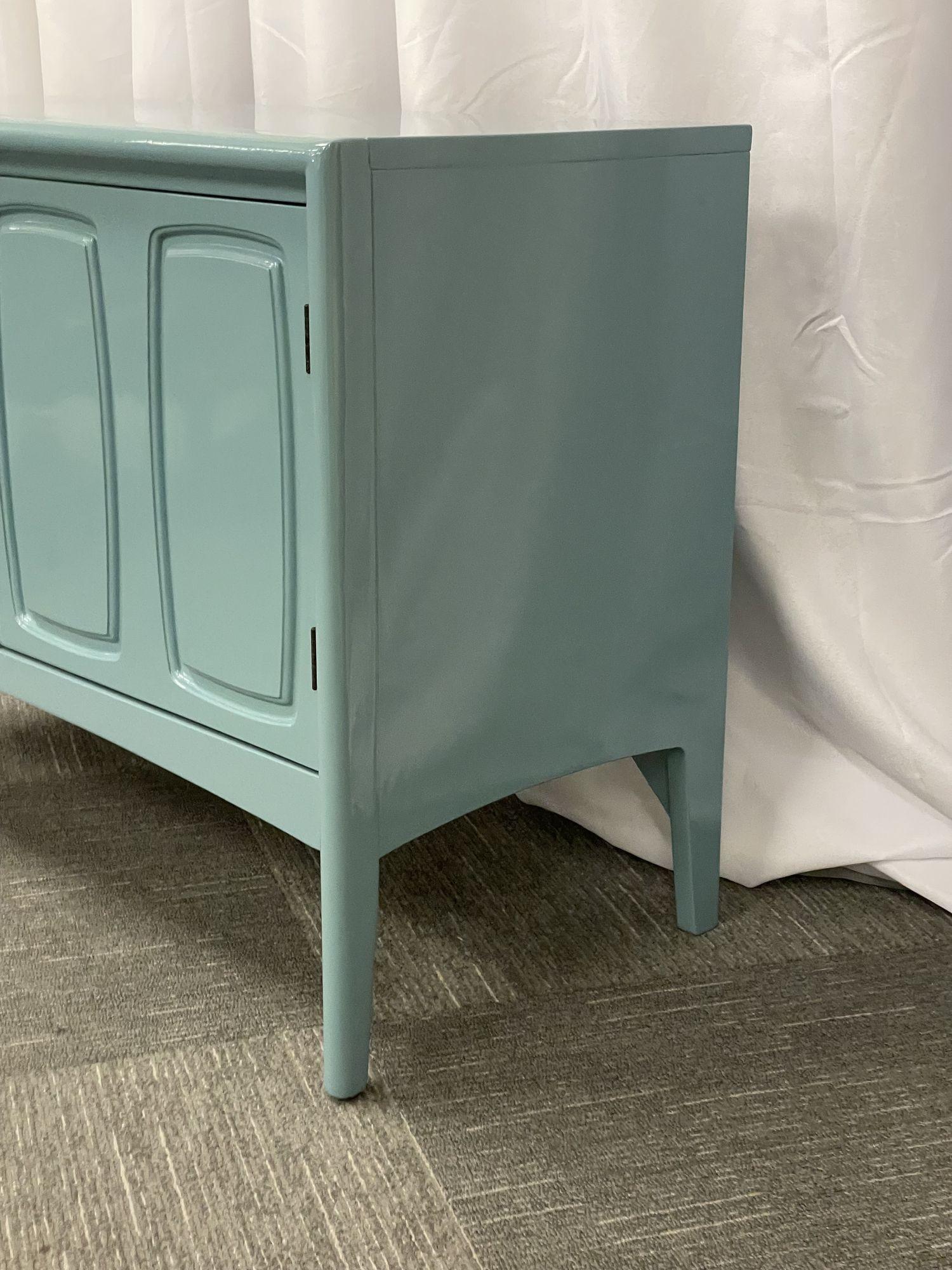 Mid-Century Modern Chest, Nightstand or Table, Robins Egg Blue 1