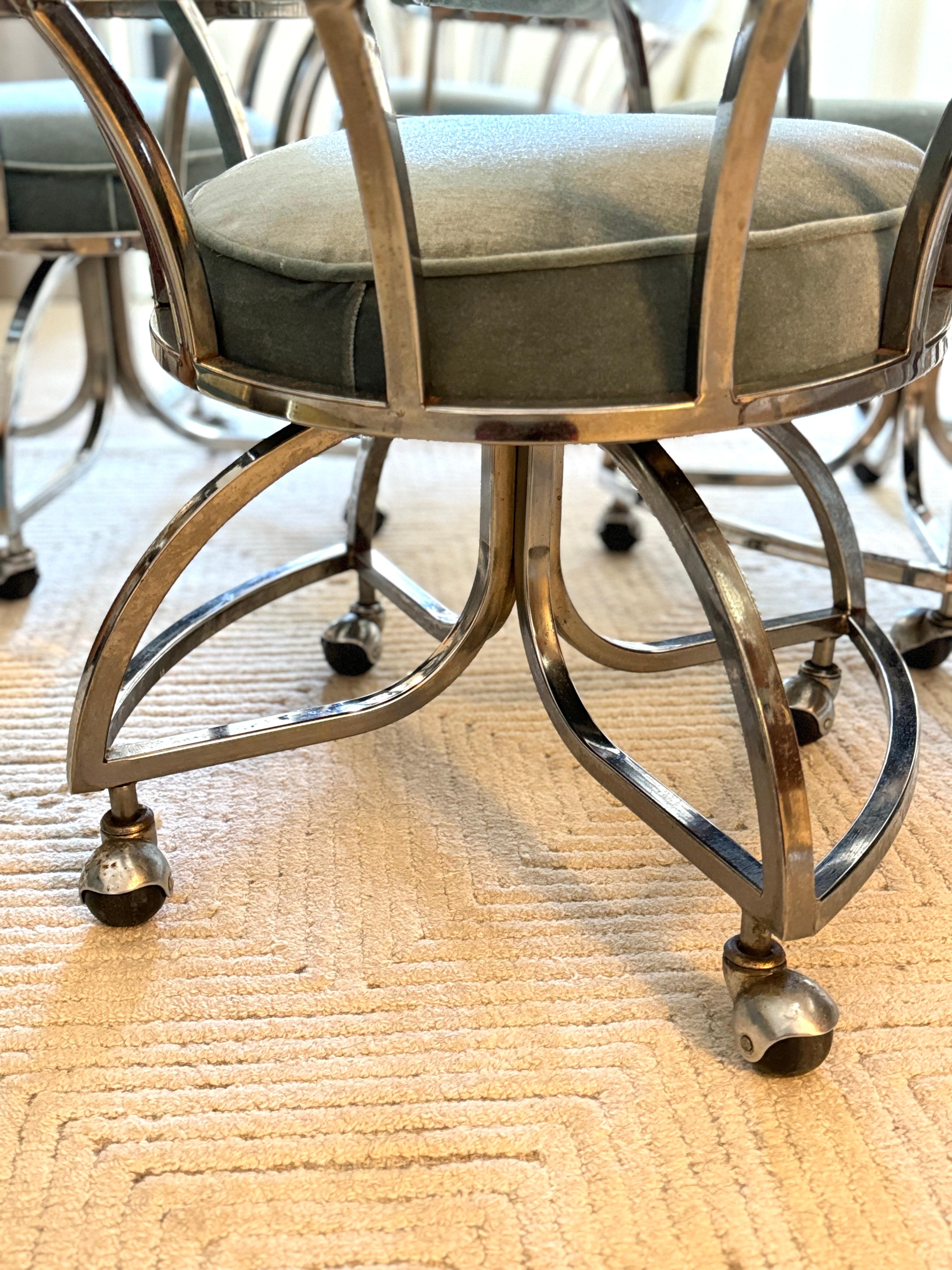 A mid century modern chrome dining set including 4 chairs and table 1970s 10