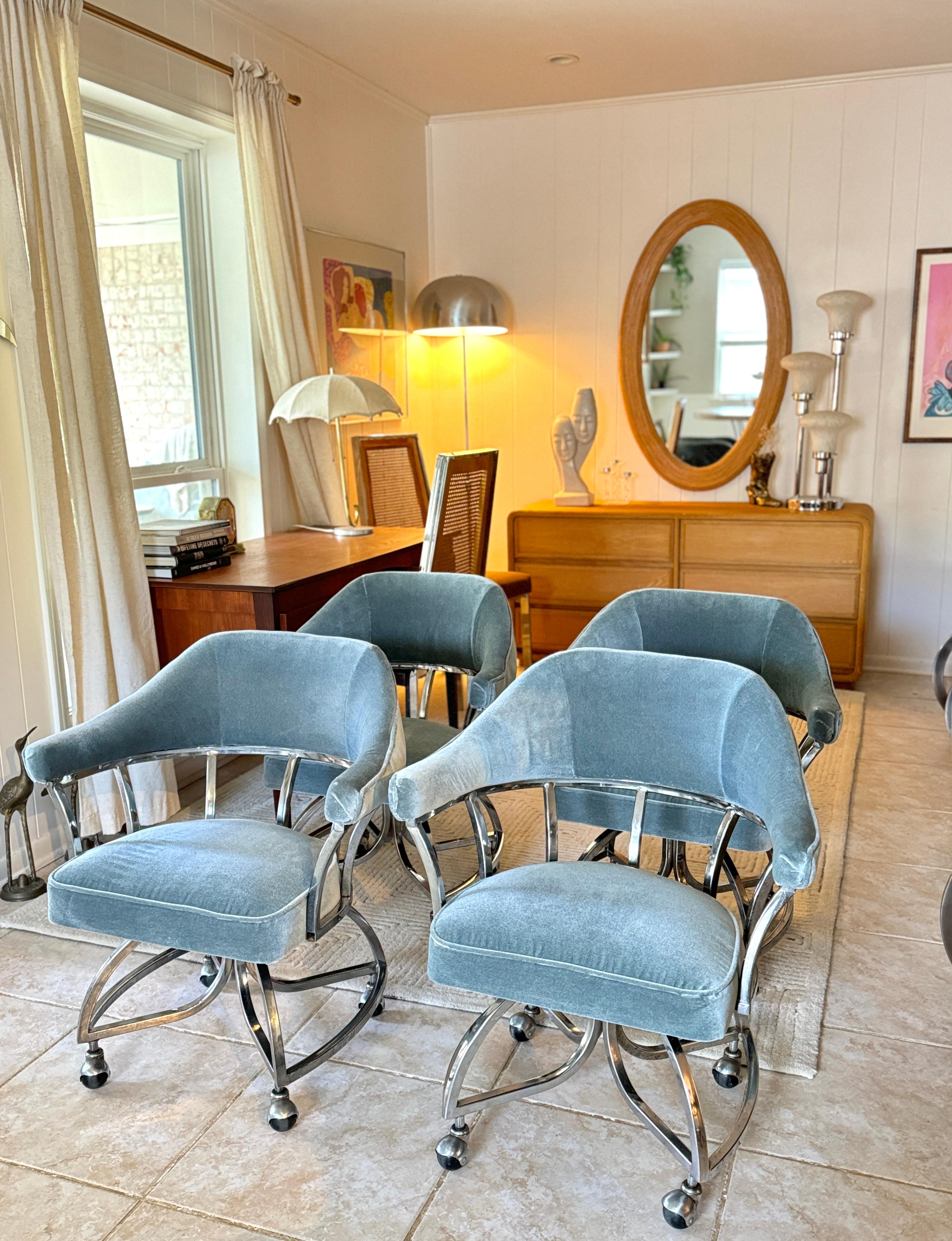 A mid century modern chrome dining set including 4 chairs and table 1970s 1