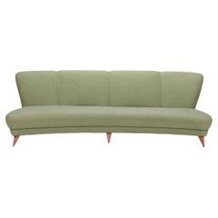 Mid-Century Modern Curved Italian Sofa Newly Upholstered, circa 1950