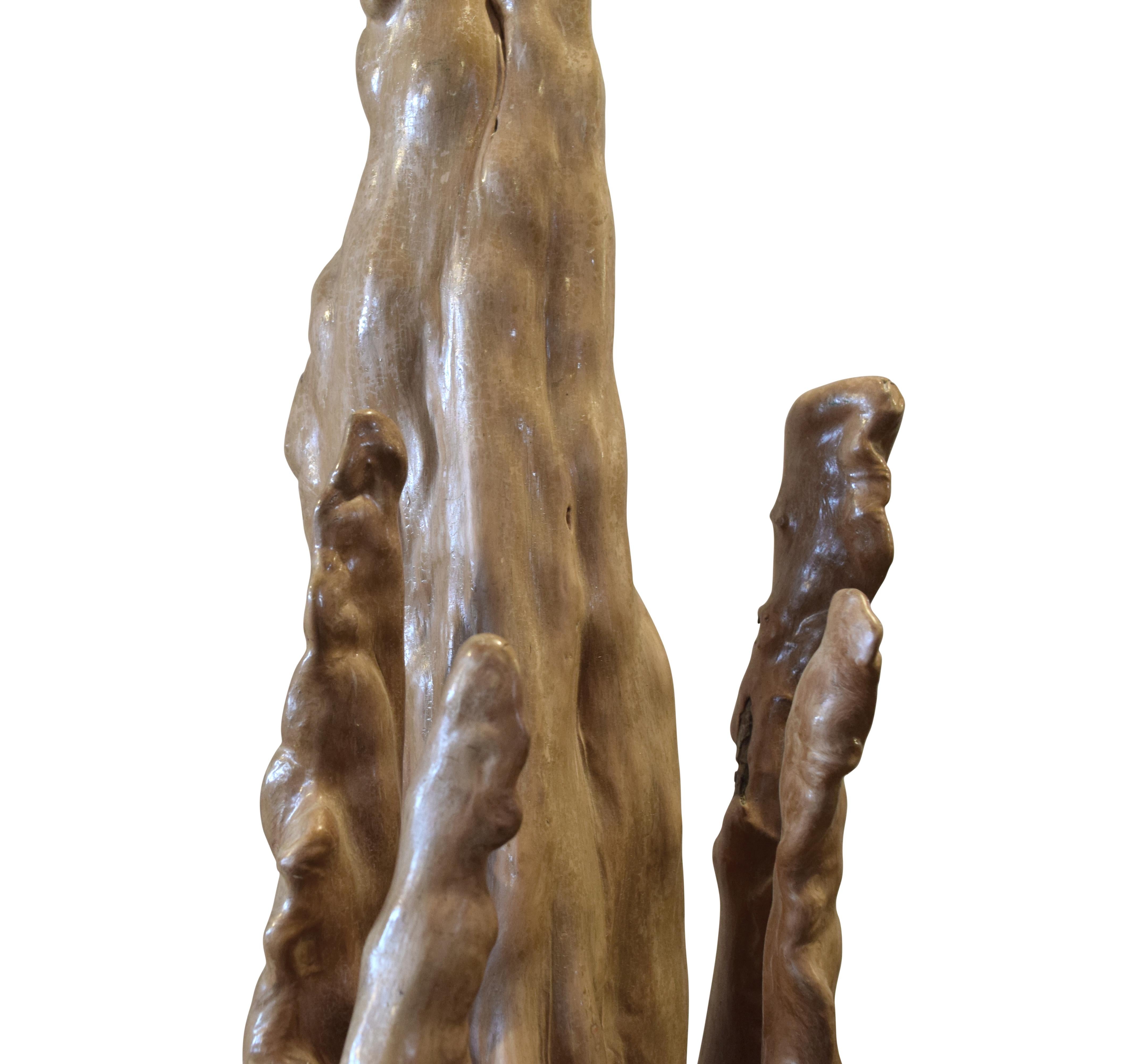 American Mid-Century Modern Cypress Burl Table Lamp For Sale