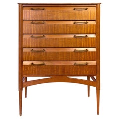 Vintage Mid-Century Modern Flame Teak Chest-of-Drawers by Limelight, English, circa 1965