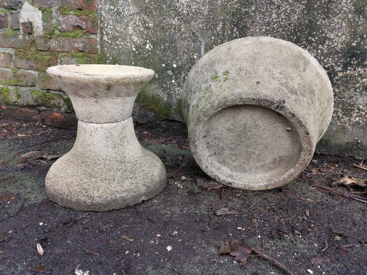 Mid-Century Modern French Two-Piece Concrete Hour Glass Style Planter on Stand 5