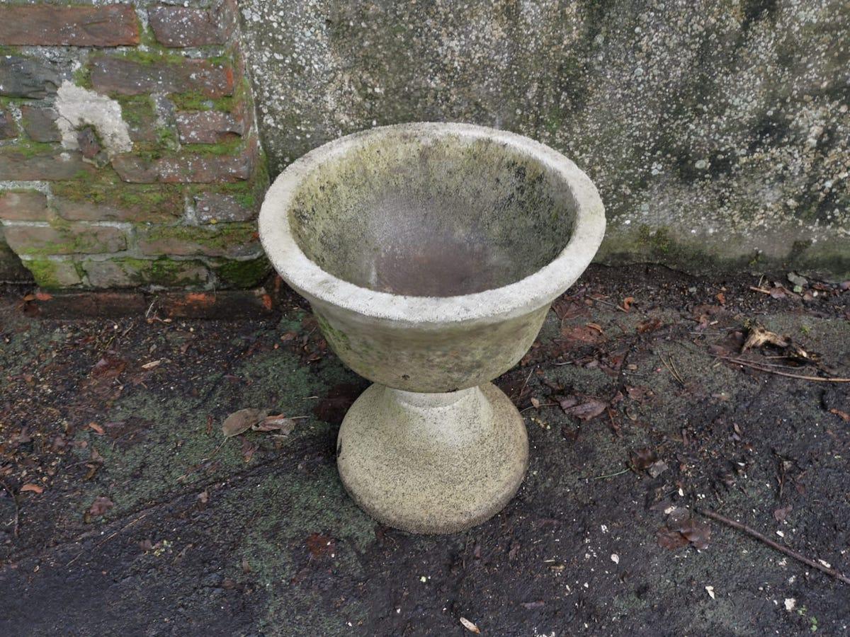 Mid-Century Modern French Two-Piece Concrete Hour Glass Style Planter on Stand 1