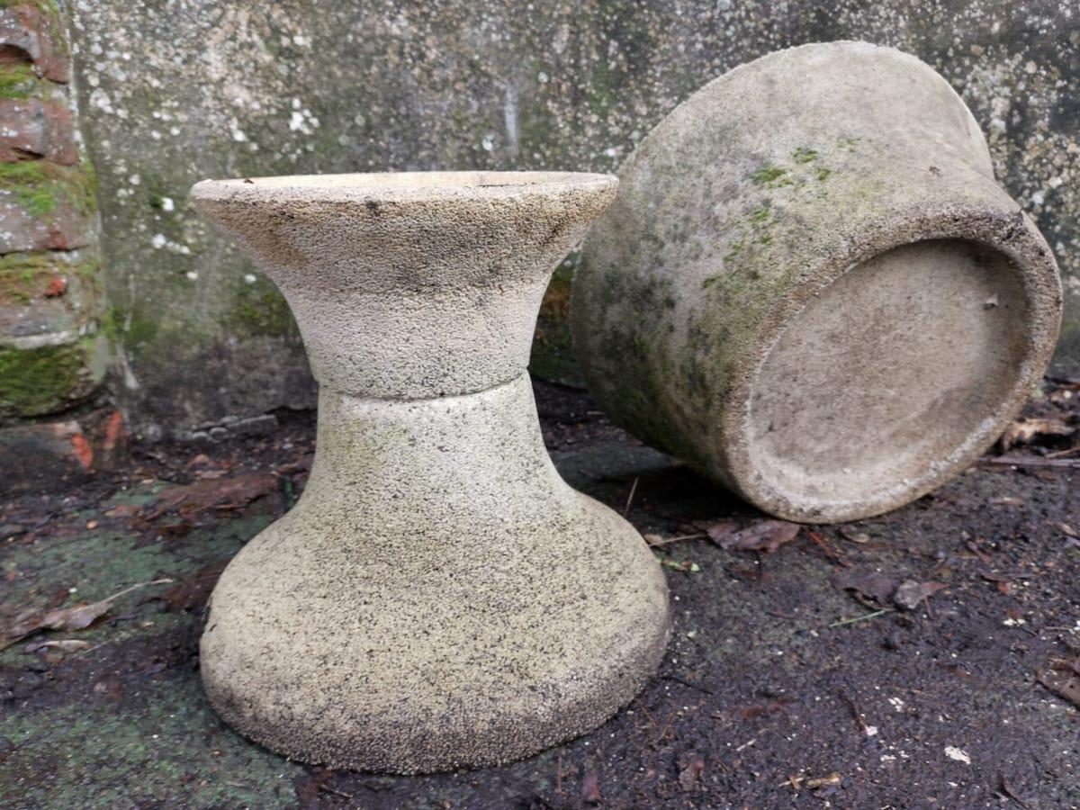 Mid-Century Modern French Two-Piece Concrete Hour Glass Style Planter on Stand 4