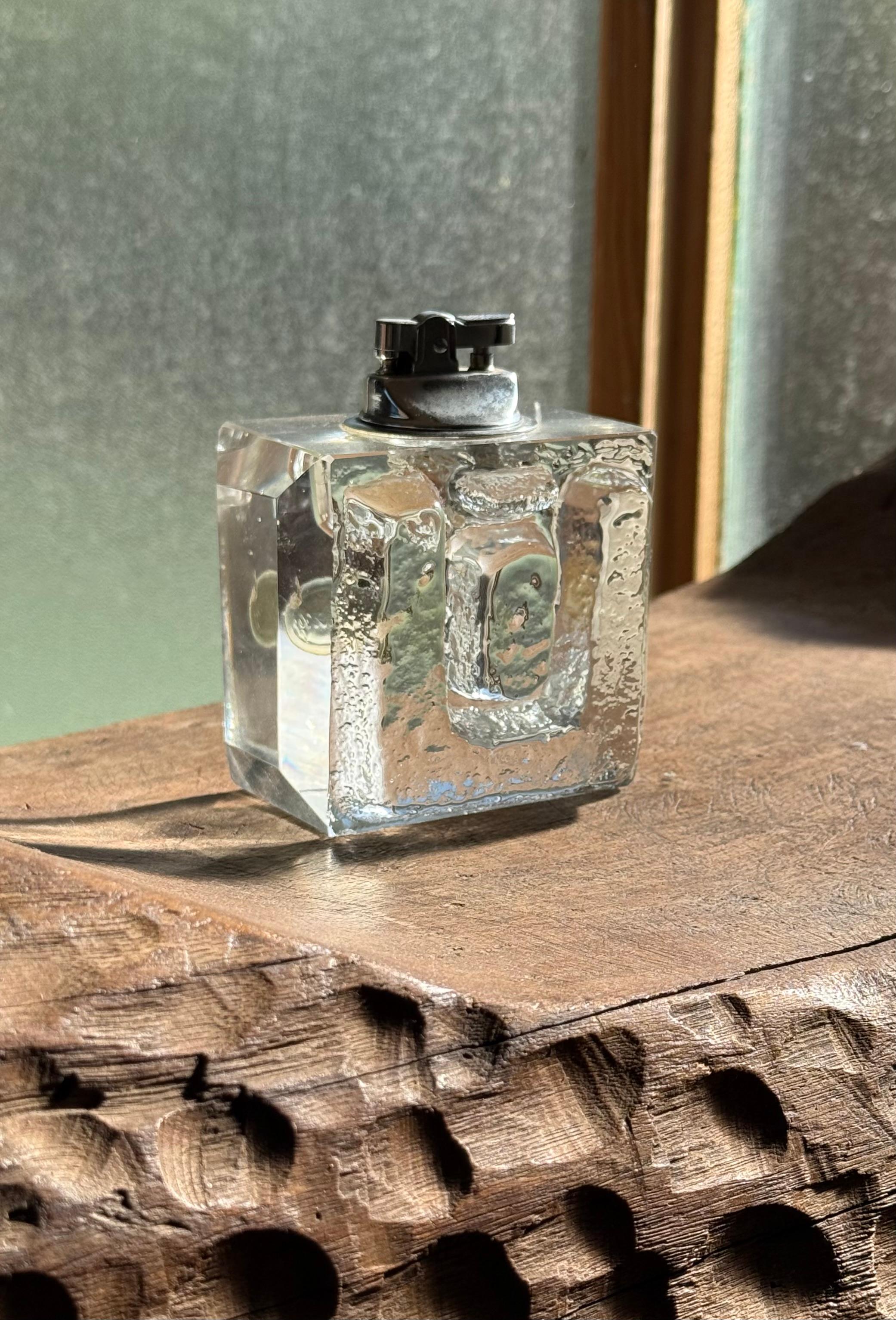 Métal Briquet de table en verre moderne du milieu du siècle, vers 1960 en vente