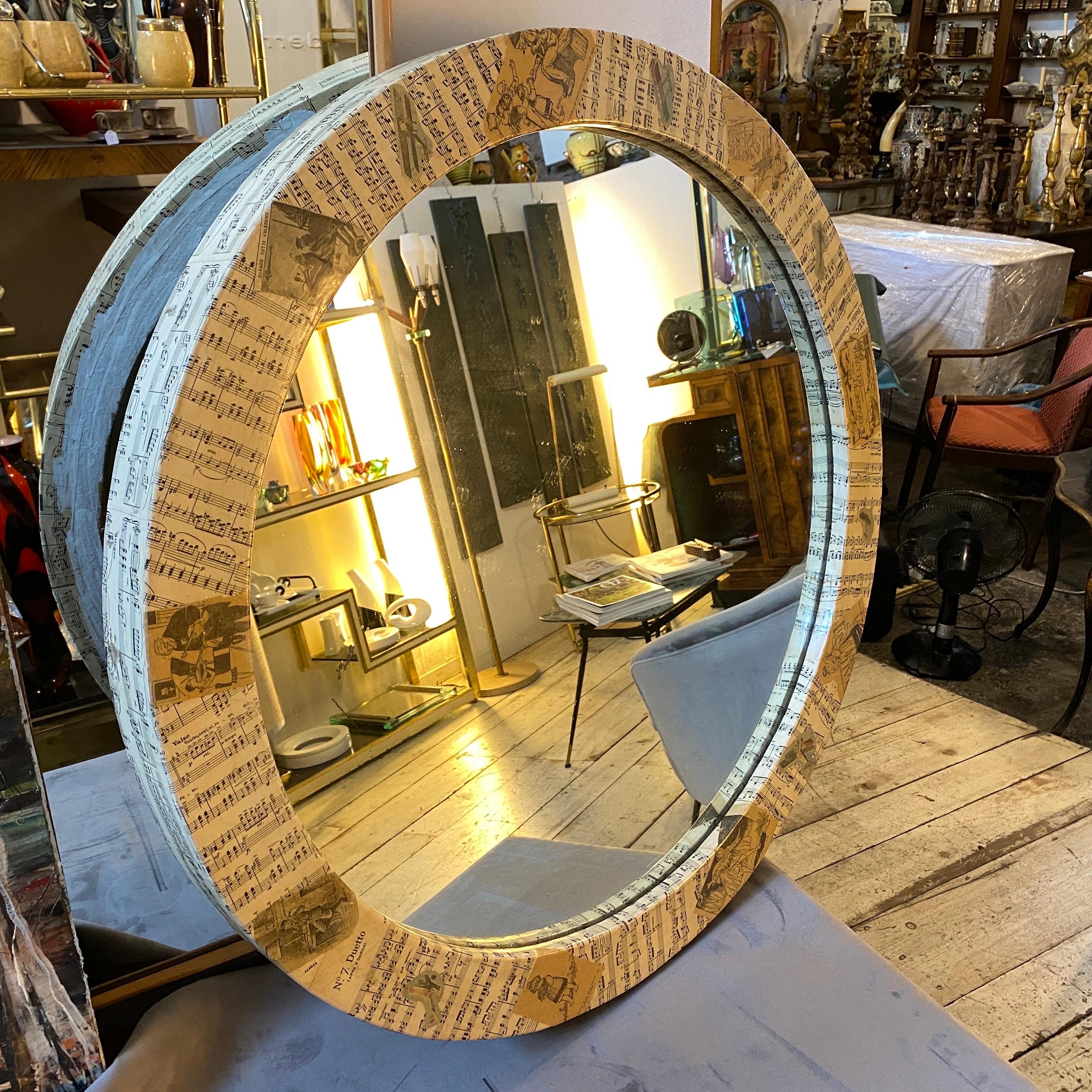 1960s Mid-Century Modern Hand-Crafted Round Italian Wall Mirror For Sale 11