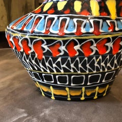 Mid-Century Modern Hand Painted Lava Ceramic Vase, circa 1950