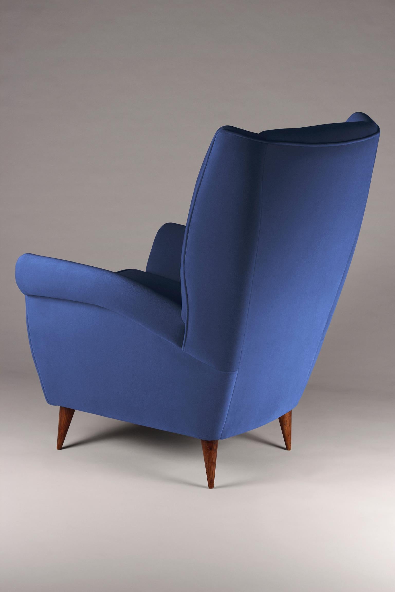 Velvet Mid-Century Modern Inspired Italian Style ‘Marcello’ Lounge Chair For Sale