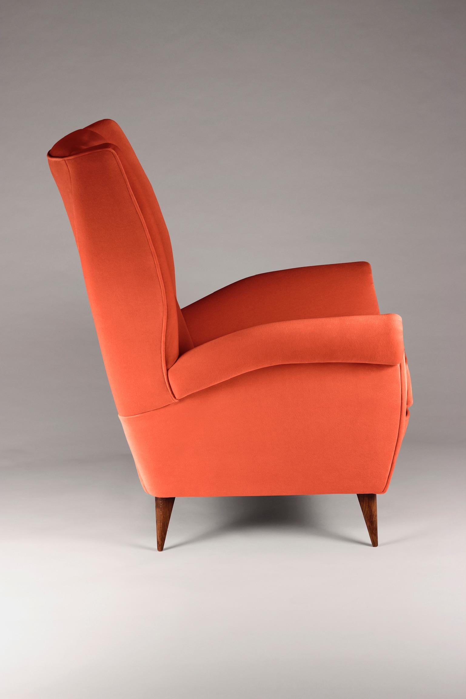 Velvet Mid-Century Modern Inspired Italian Style ‘Marcello’ Lounge Chair For Sale