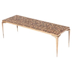 Mid-Century Modern Italian Brass and Mosaic Tile Coffee Table, circa 1960