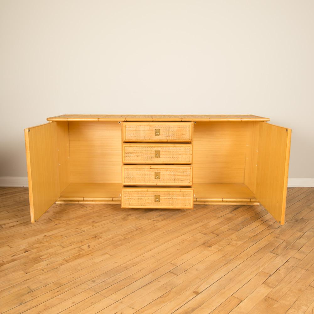 Midcentury Modern Italian Rattan Sideboard, circa 1950 In Good Condition In Philadelphia, PA