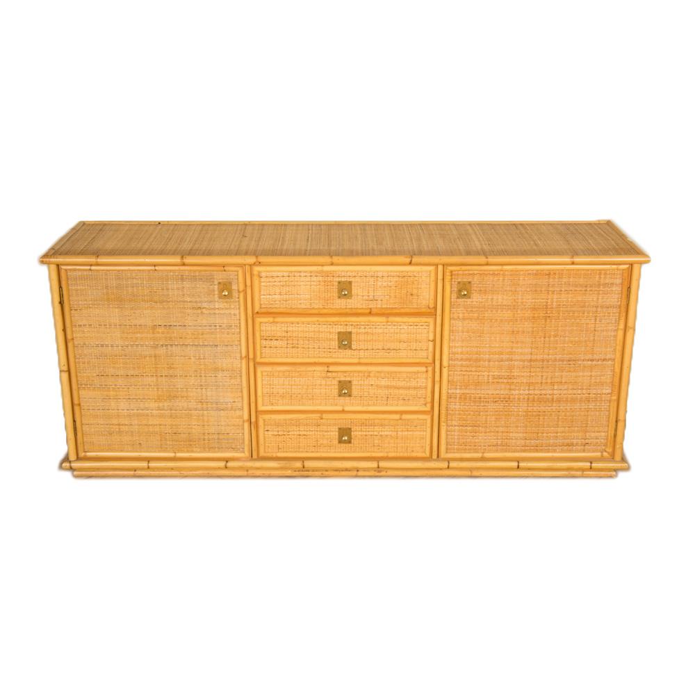 Midcentury Modern Italian Rattan Sideboard, circa 1950 1