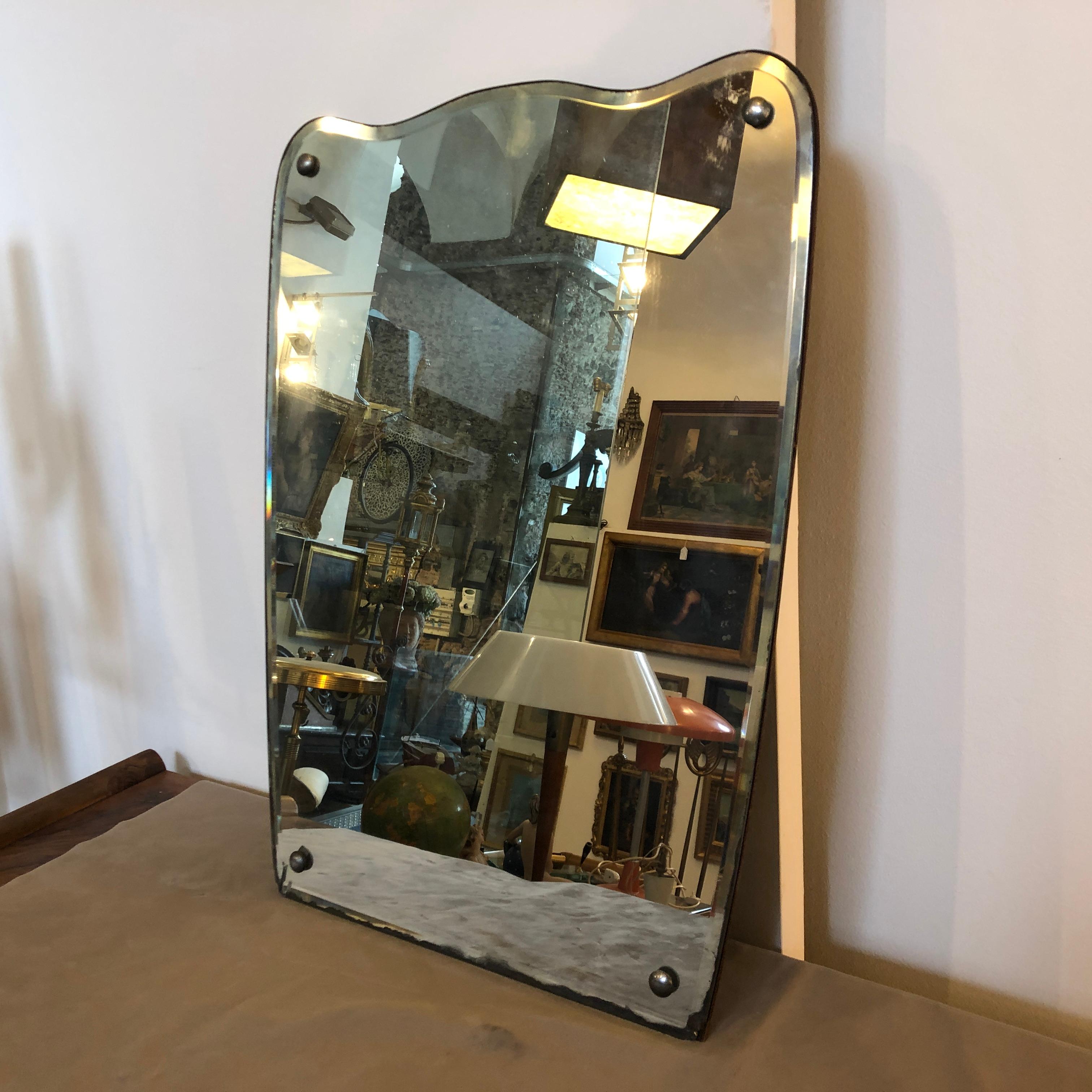 1950s Mid-Century Modern Italian Shaped Wall Mirror in the manner of Giò Ponti 1