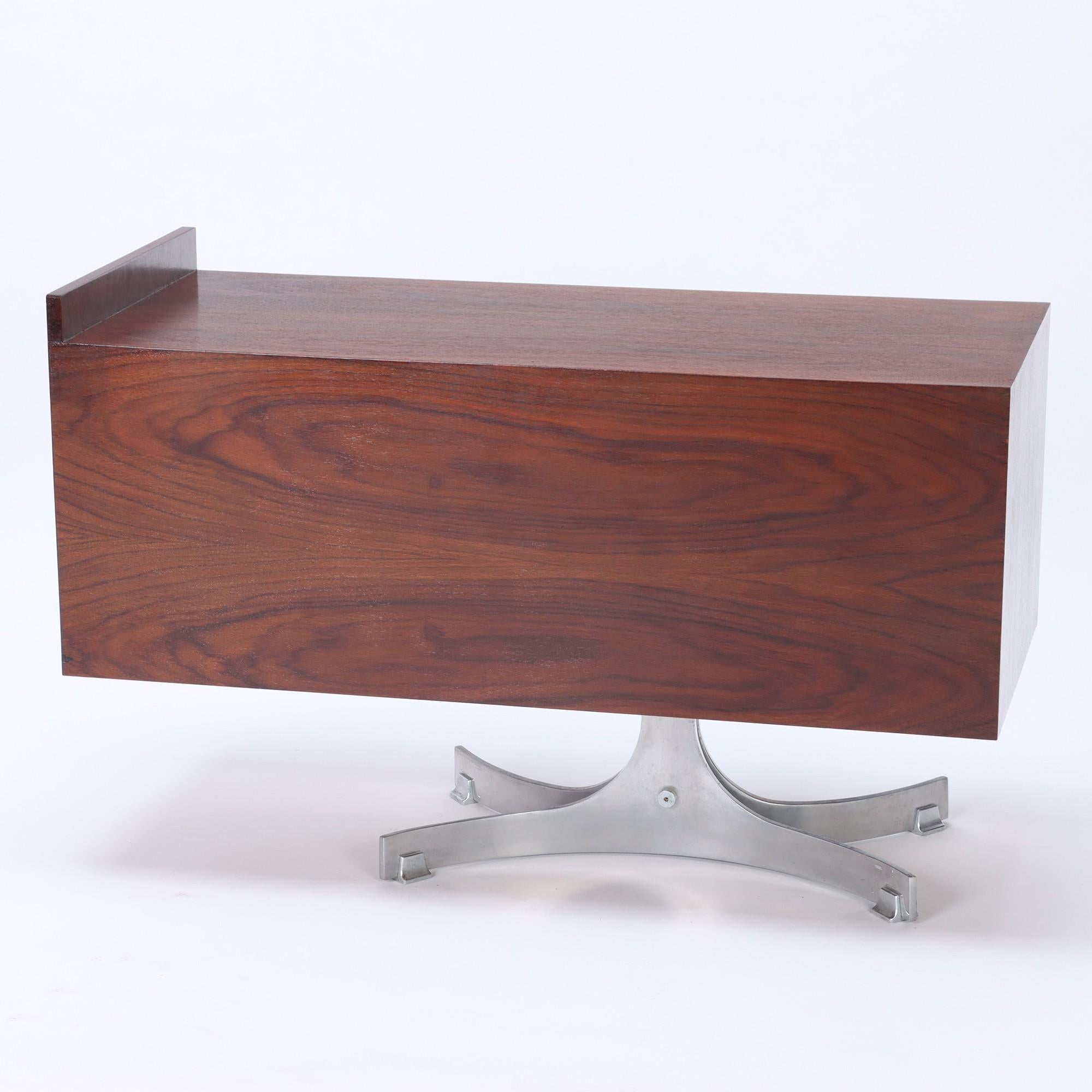 Rosewood Mid Century Modern Italian Two Part L Shaped Desk, circa 1960 For Sale
