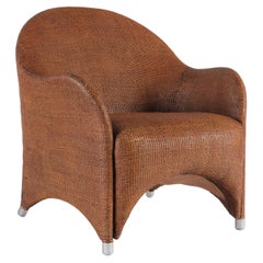 Mid-Century Modern Italian Woven Wicker Club Chair, Circa 1950