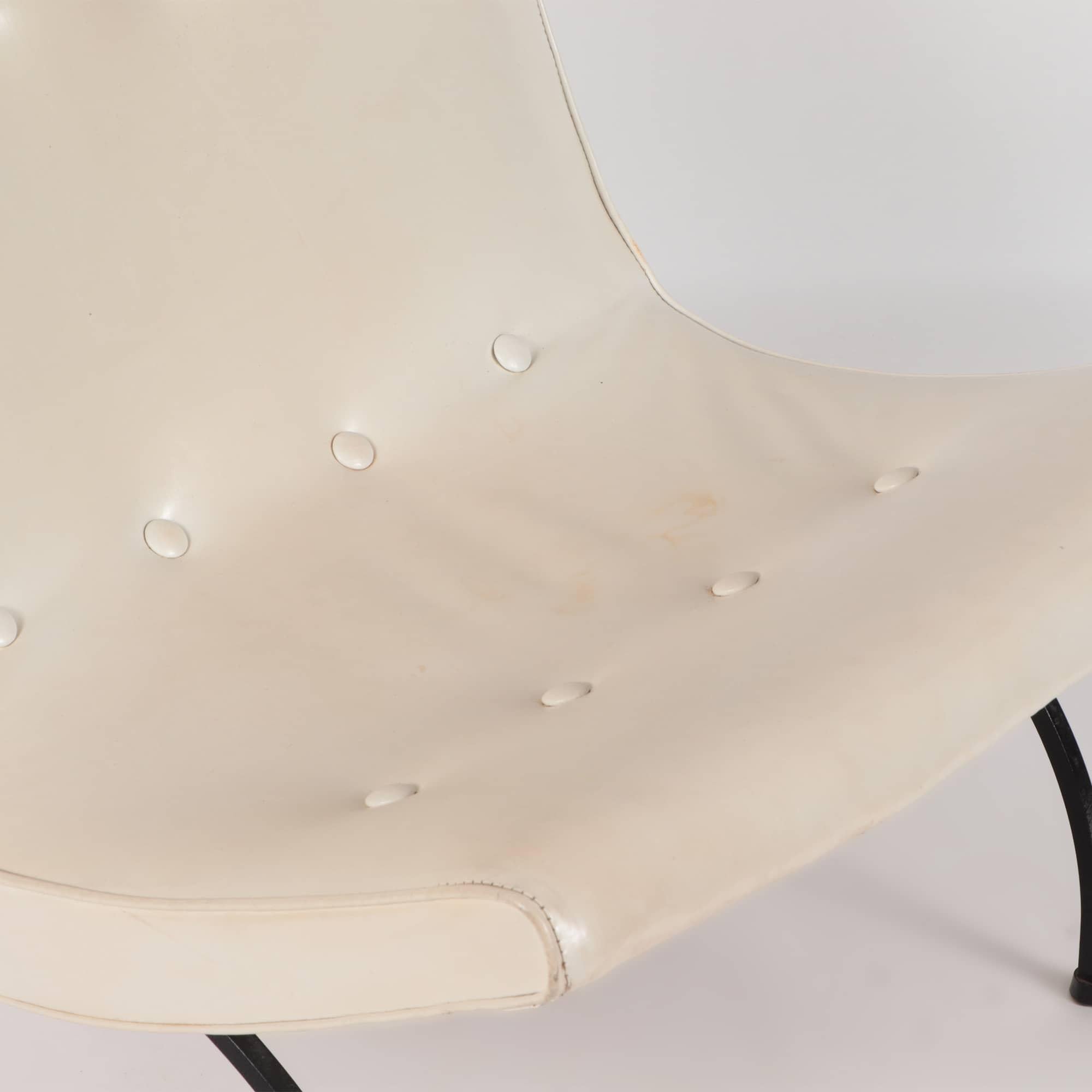 Faux Leather Mid-Century Modern Milo Baughman White Scoop Chair, circa 1950