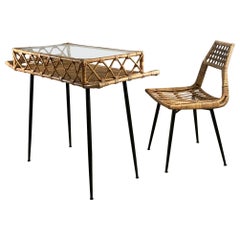 A MID-CENTURY-MODERN MODERNIST DESK & CHAIR by LUCIEN CARRIER, France 1950