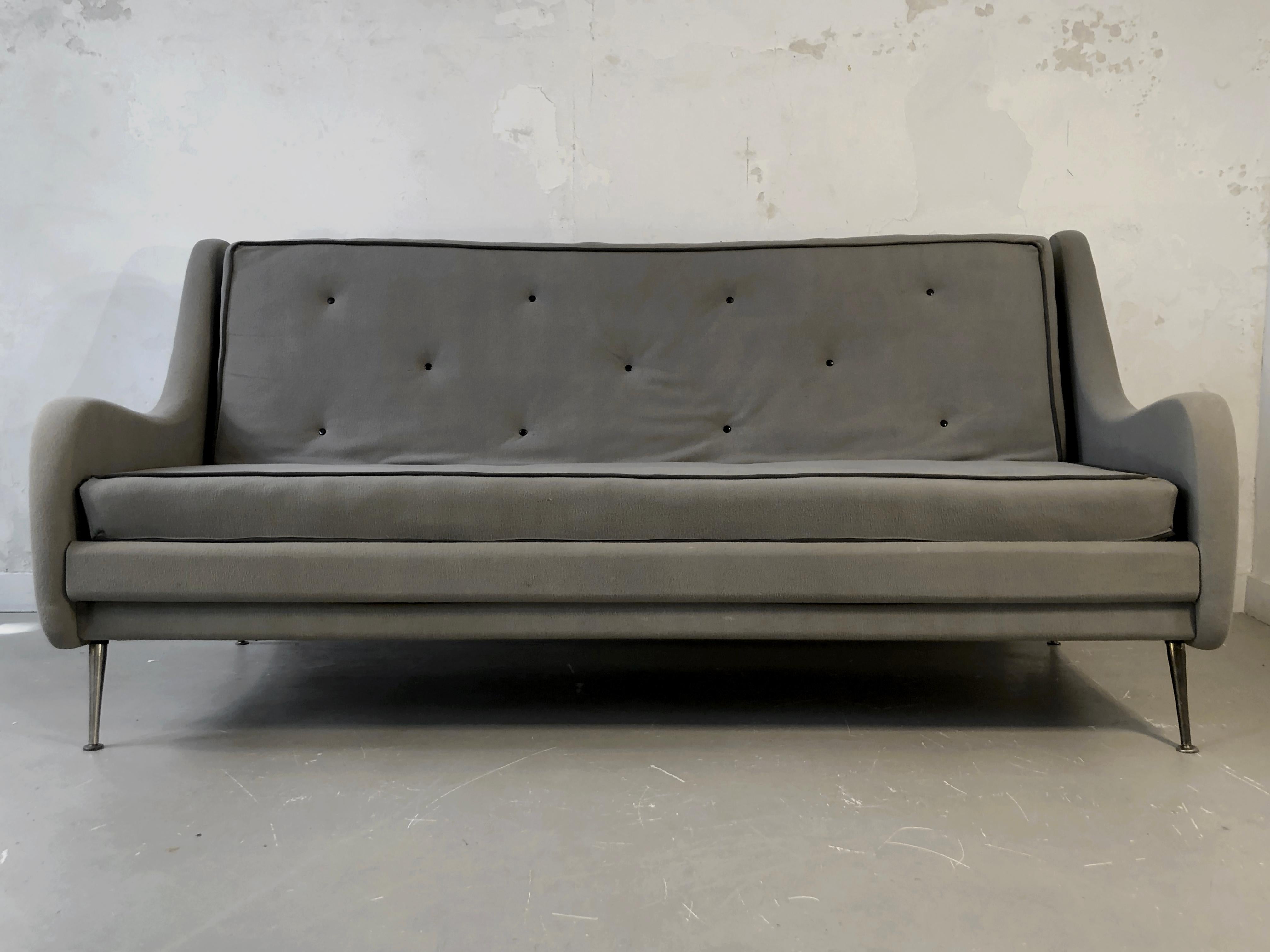 A MID-CENTURY-MODERN MODERNIST FREE-FORM Grauer SOFA von ERTON, Frankreich, 1950 im Angebot 2