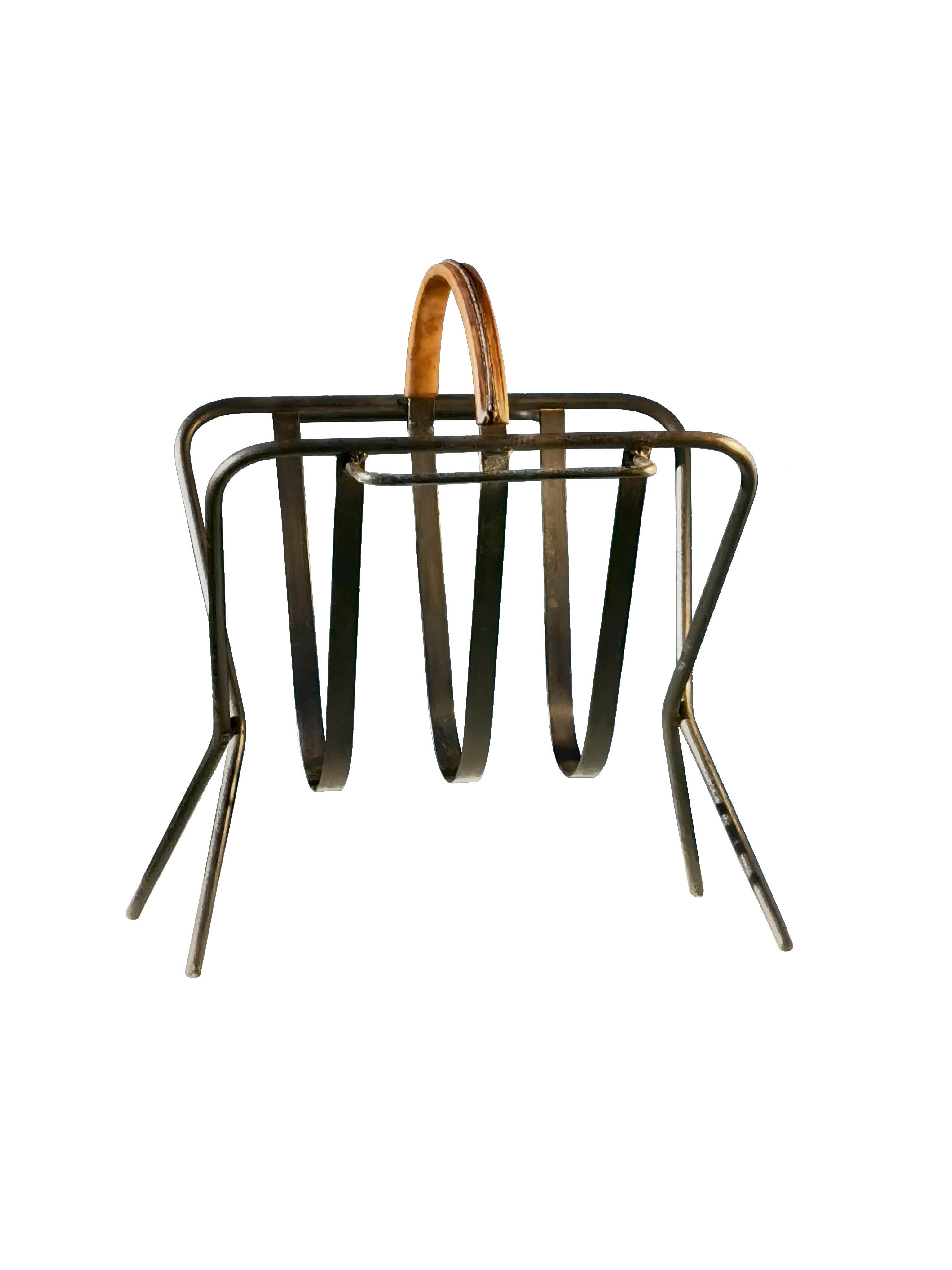 PORTARIVISTE MODERNISTA DEL MEDIOCENTO di Jacques Adnet, Francia 1950 In condizioni discrete in vendita a PARIS, FR