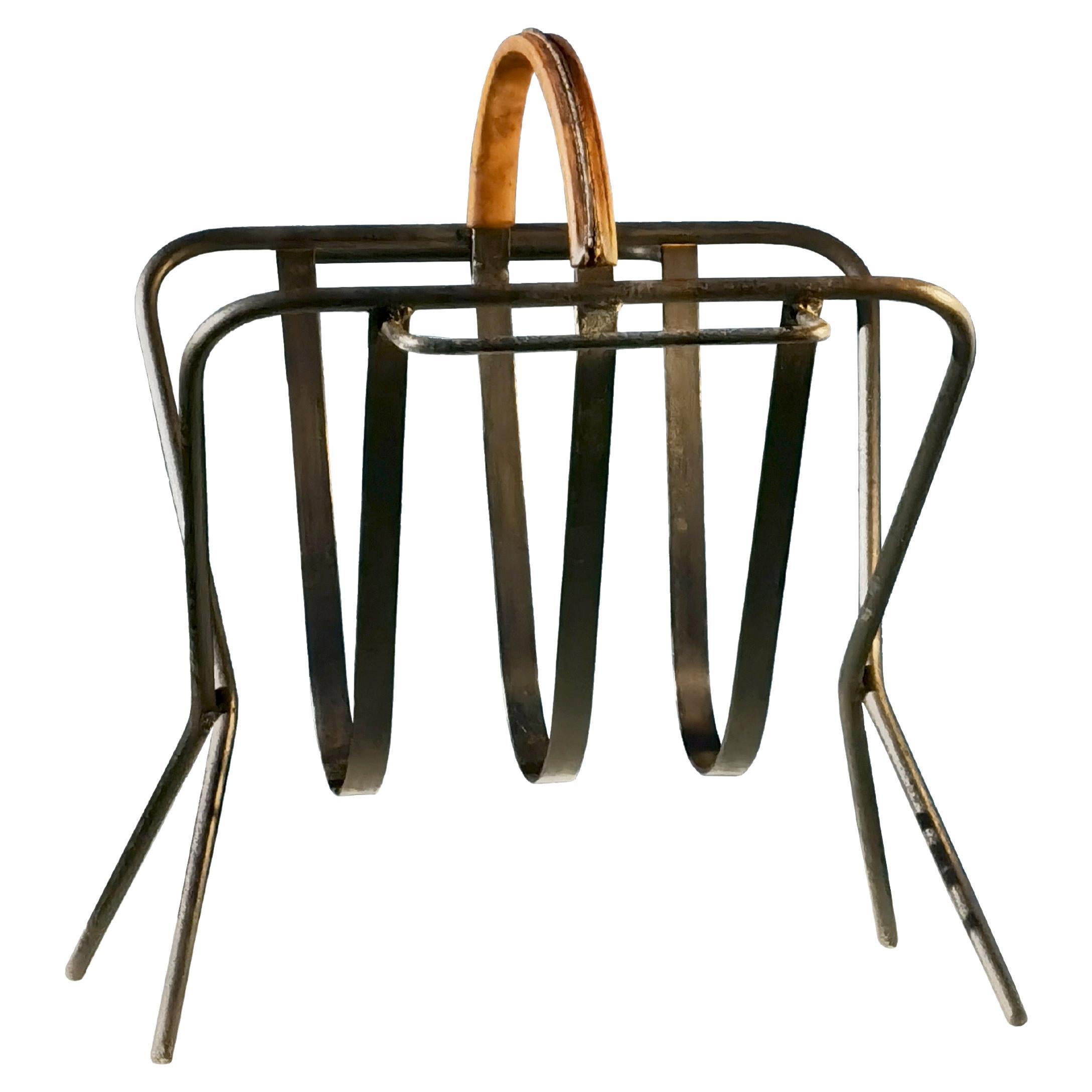 PORTARIVISTE MODERNISTA DEL MEDIOCENTO di Jacques Adnet, Francia 1950 in vendita