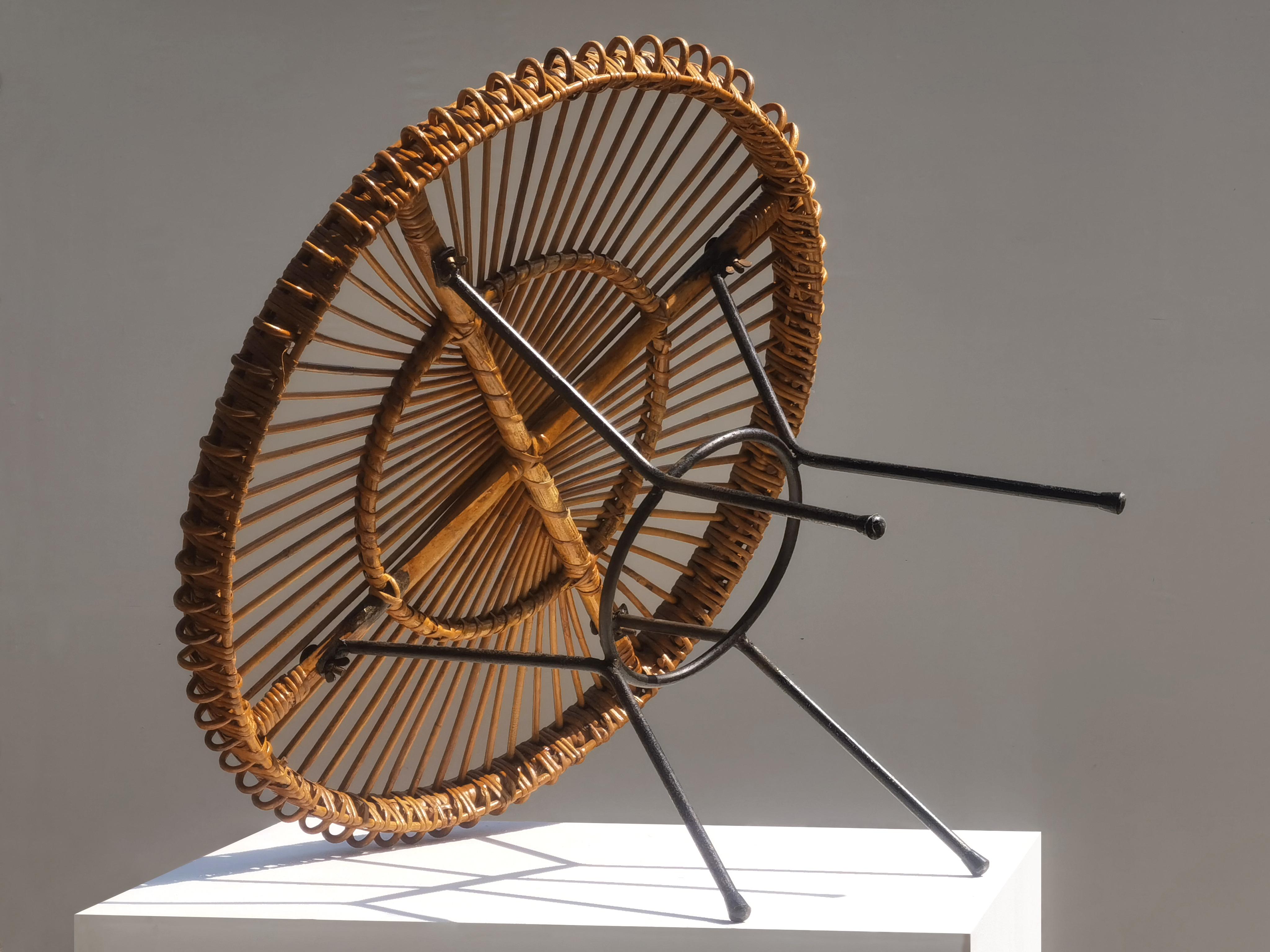 TAVOLO IN Rattan MODERNISTA DEL MEDIOCENTO, Francia 1950 in vendita 6