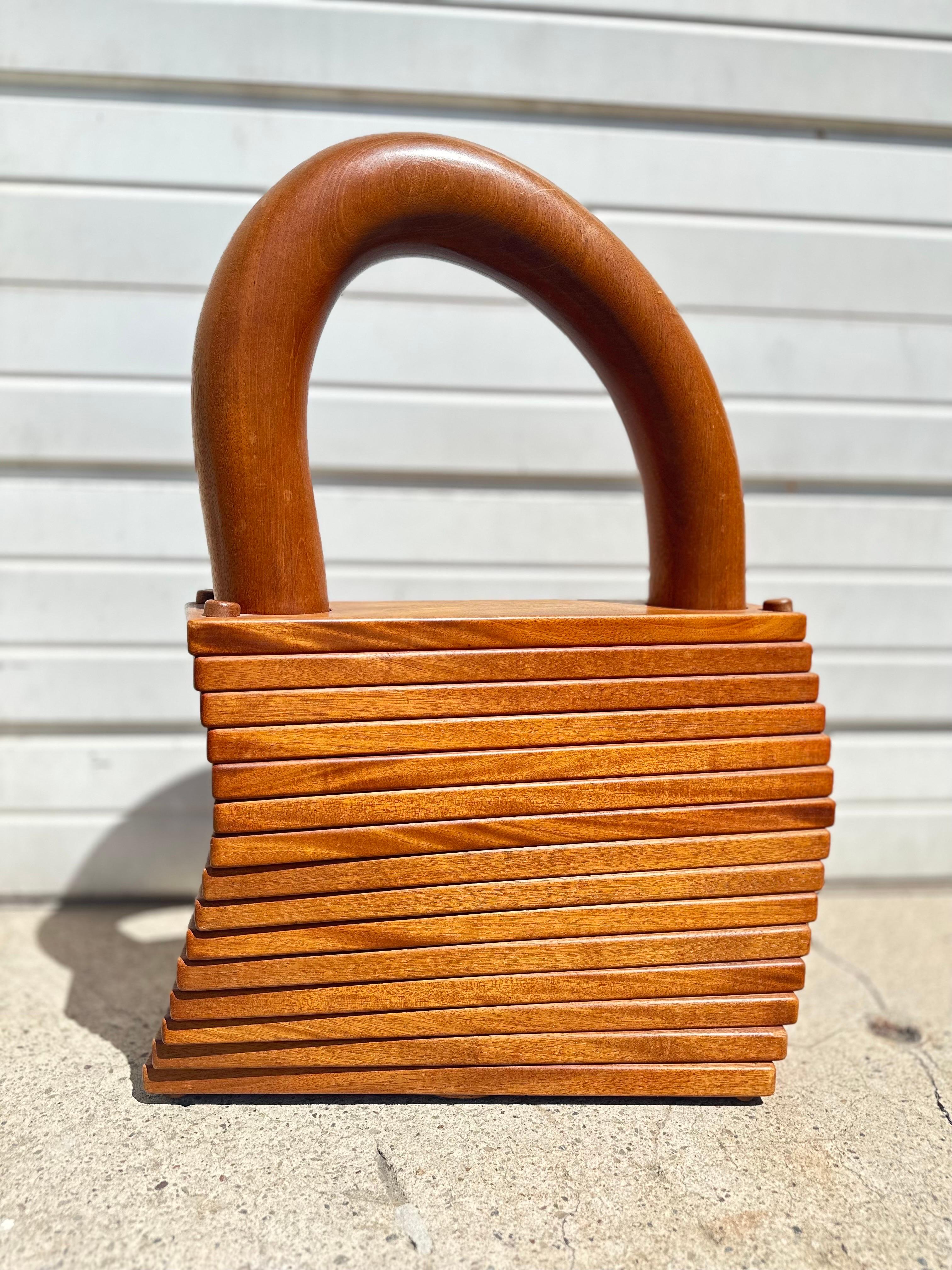 Hand-Carved A Mid Century Modern Monumental American Studios Craft Wood Pad Lock Sculpture  For Sale