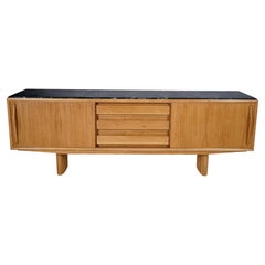 Mid-Century Modern Oak Sideboard with 2 Sliding Doors and 3 Drawers