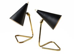 2 MID-CENTURY MODERN Orientable TABLE LAMPS by GILARDI & BARZAGHI, Italy 1950