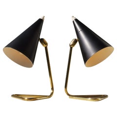 2 MID-CENTURY MODERN Orientable TABLE LAMPS by GILARDI & BARZAGHI, Italy 1950
