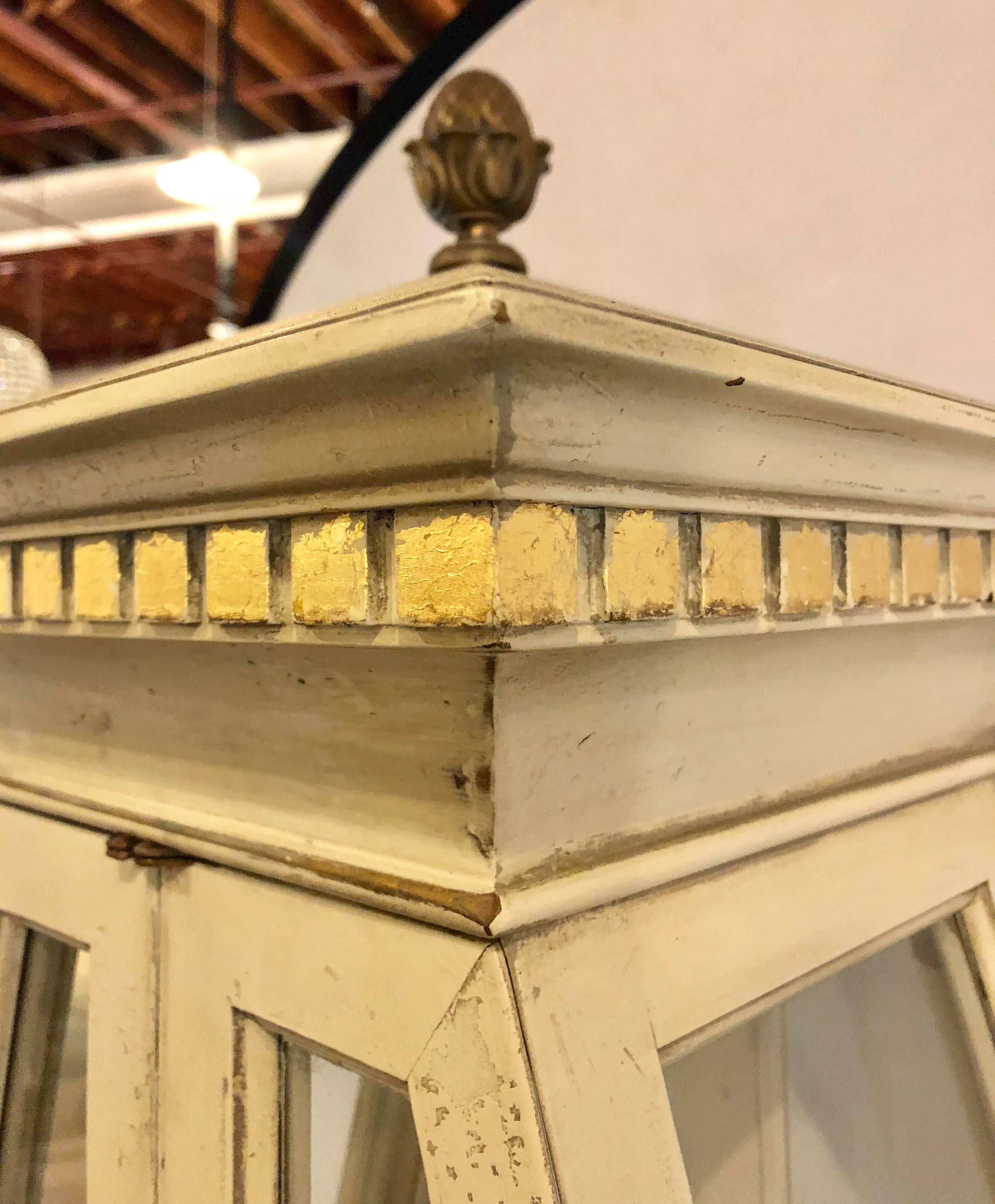 Mid-Century Modern Parcel-Gilt and Paint Decorated Pyramid Shaped Vitrine 1