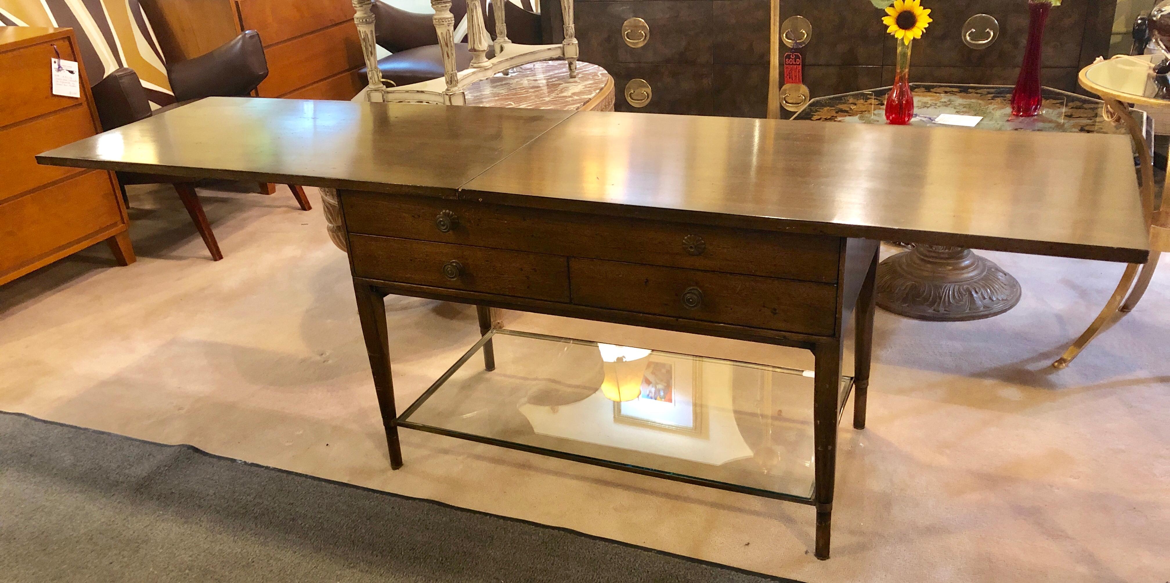 Glass Mid-Century Modern Paul McCobb Flip Top Server Game or Small Dining Table
