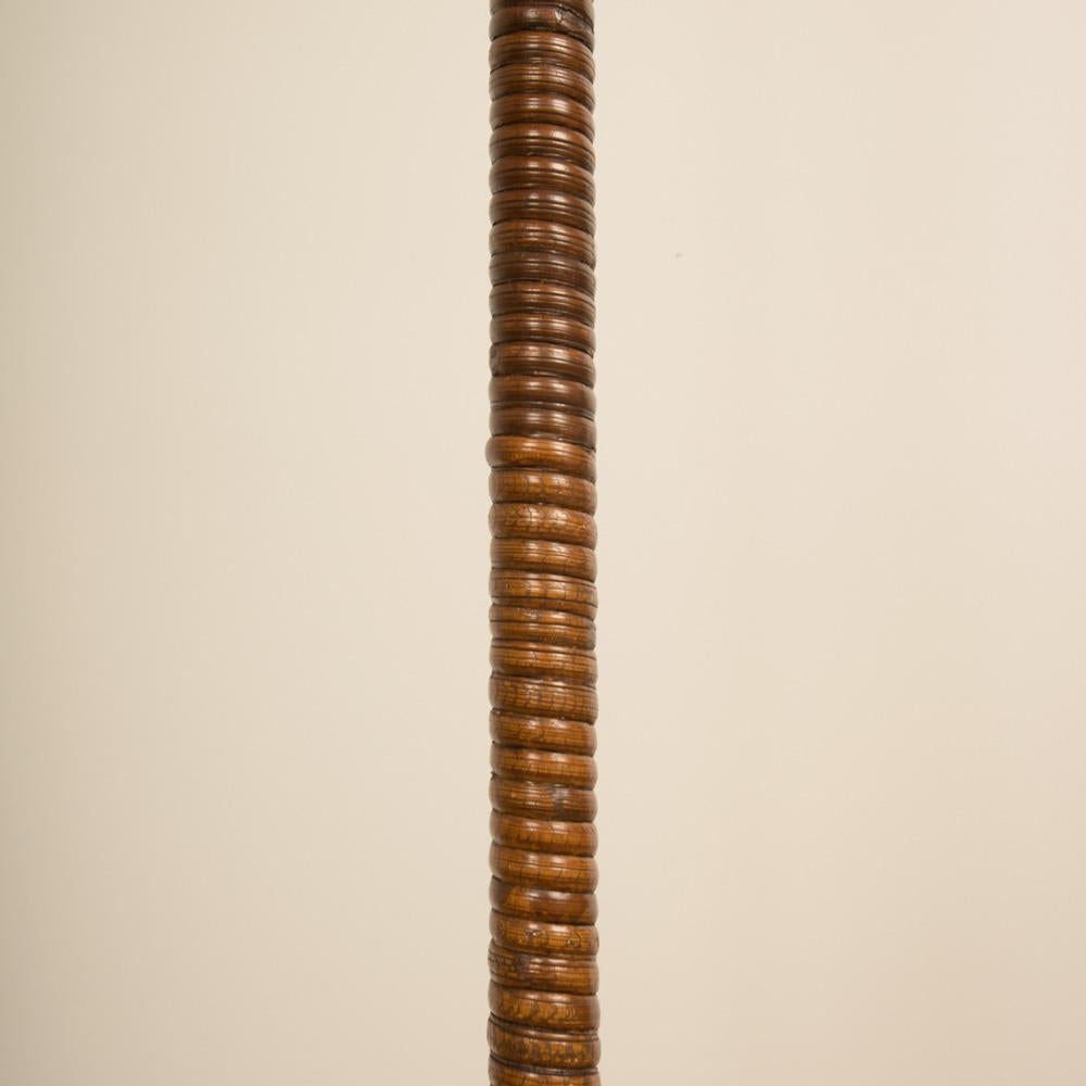Mid-Century Modern Rattan and Brass Floor Lamp, circa 1950 In Good Condition In Philadelphia, PA