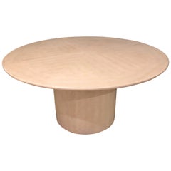 Mid-Century Modern Karl Springer Circular Dining Table with 3 Leaves