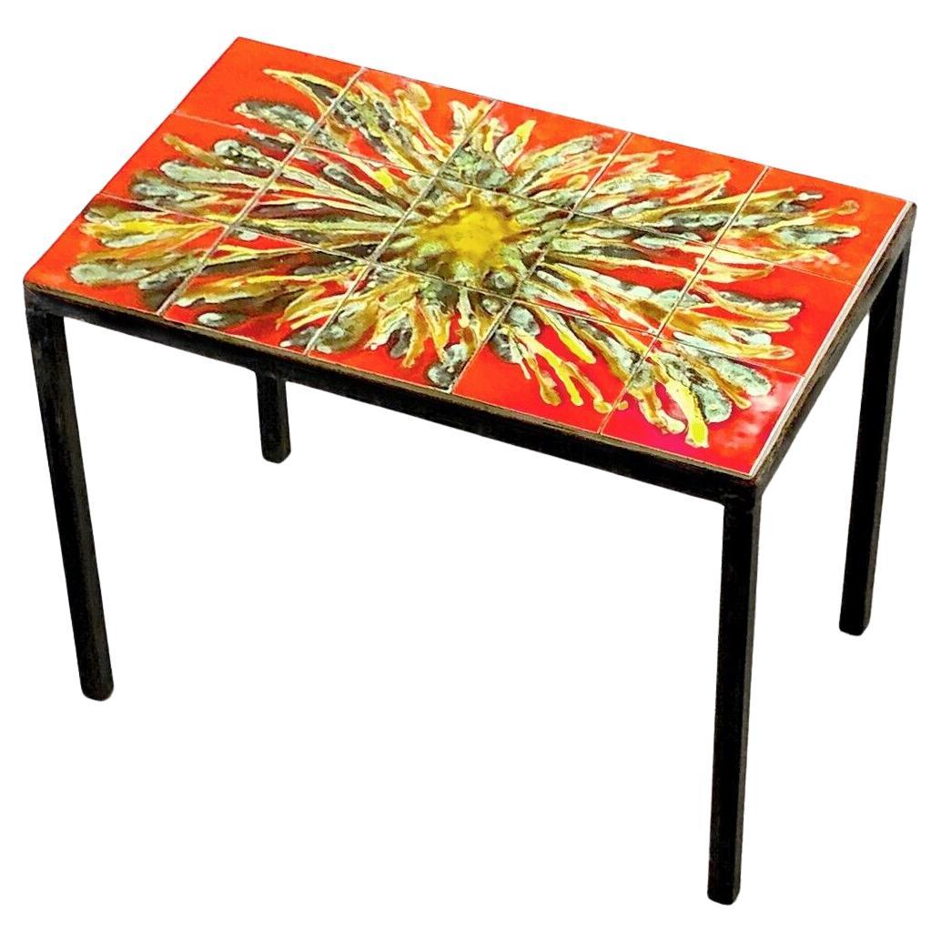 A MID-CENTURY-MODERN SIDE or COFFEE Ceramic TABLE, VALLAURIS, France 1950 For Sale