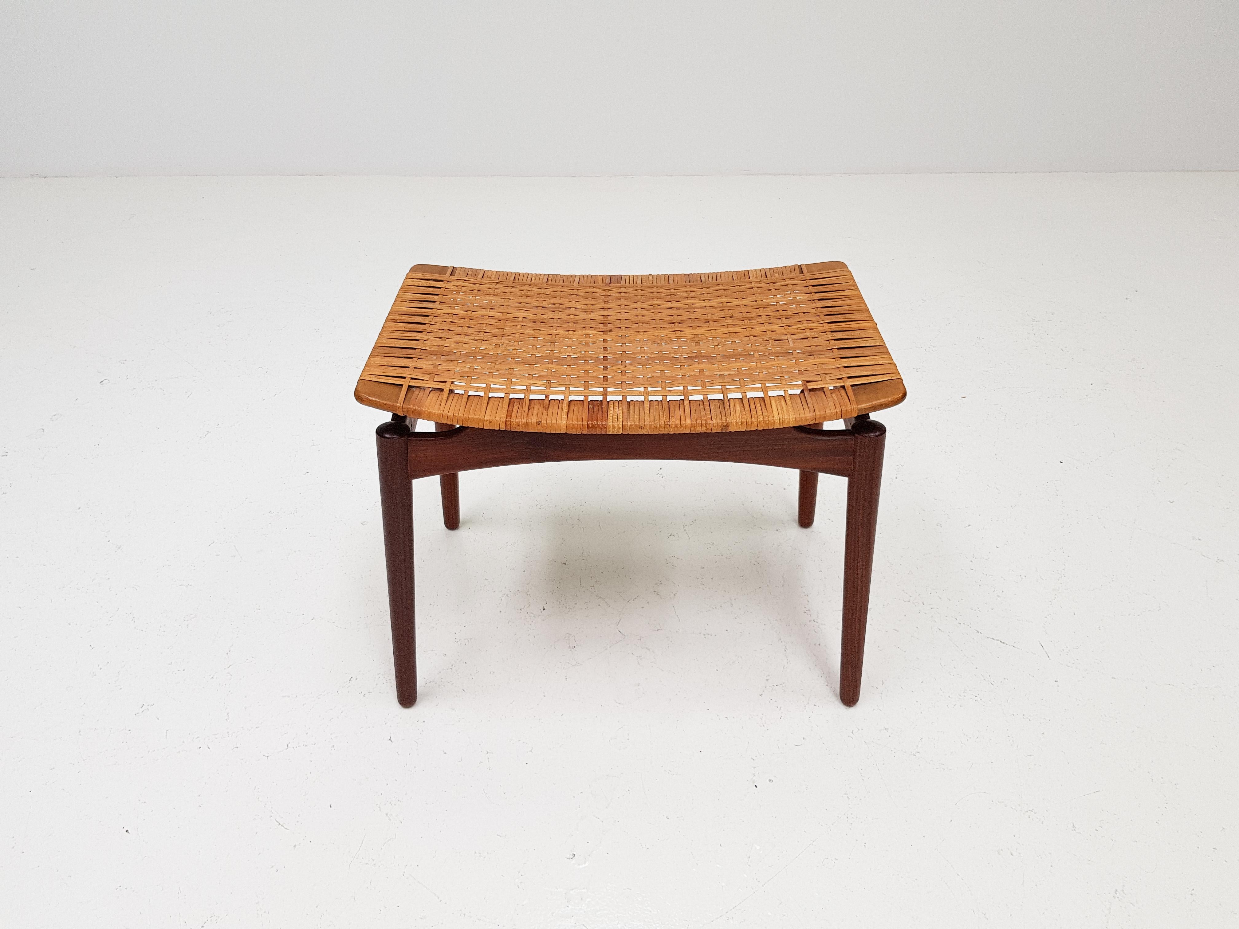 Mid-Century Modern Stool, Teak and Cane by Olholm Mobelfabrik, Denmark, 1950 9