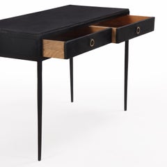 A MId-Century Modern Style Painted Iron and Leather Writing Desk.