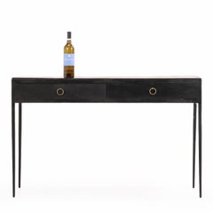 A MId-Century Modern Style Painted Iron and Leather Writing Desk.