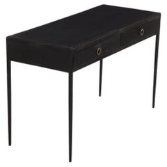A MId-Century Modern Style Painted Iron and Leather Writing Desk.