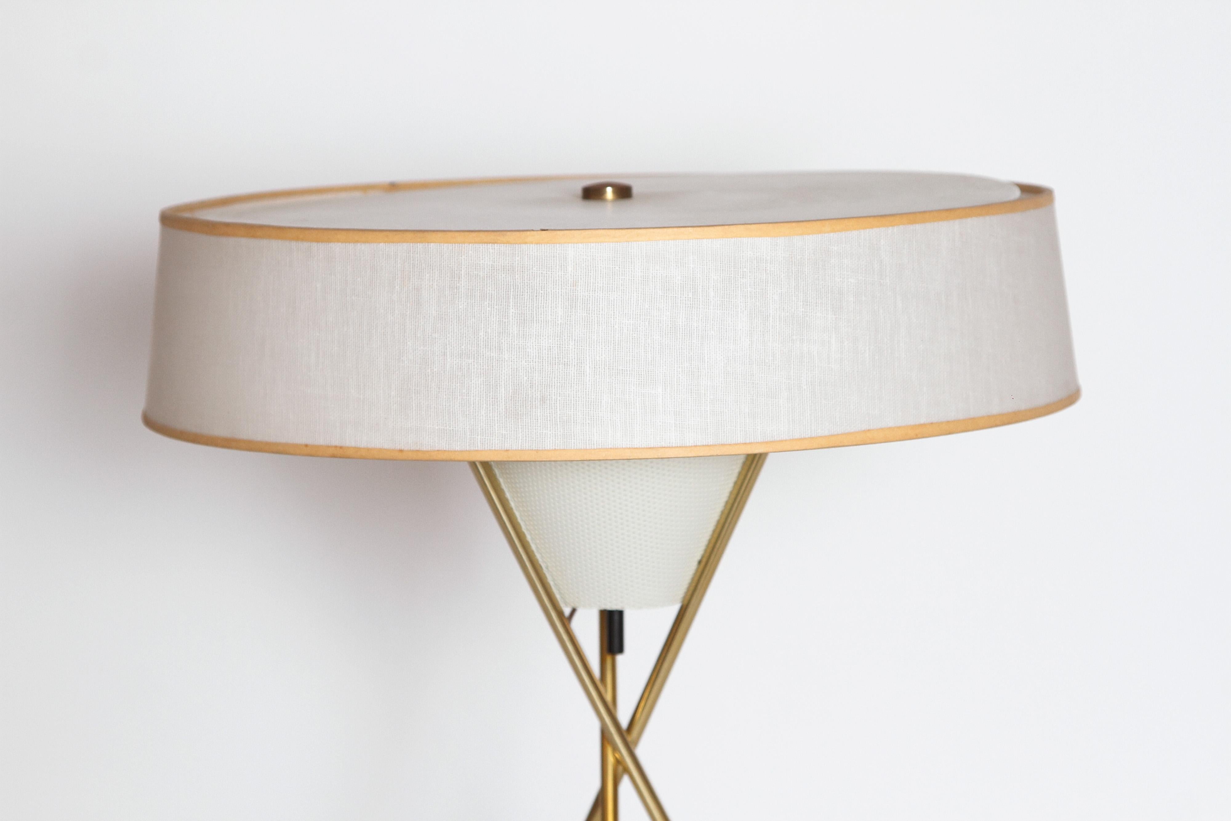 Brass Mid-Century Modern Tripod Table Lamp by Gerald Thurston for Lightolier