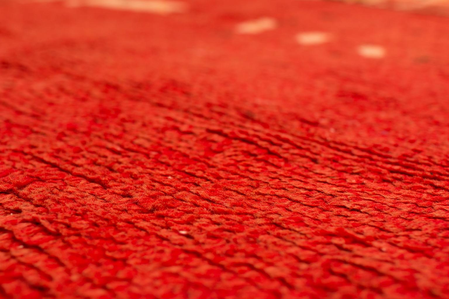 Mid-Century Modern Authentic Vintage Red Moroccan Tribal Rug For Sale 4