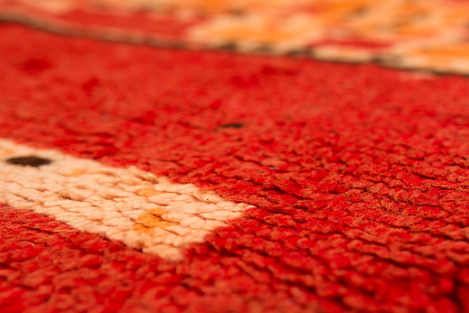 Mid-Century Modern Authentic Vintage Red Moroccan Tribal Rug For Sale 5