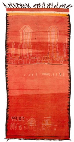 Mid-Century Modern Authentic Vintage Rot Marokkanisch Stammes-Teppich