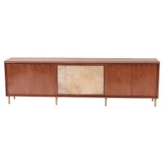Mid Century Modern Walnut and Parchment Sideboard, circa 1960