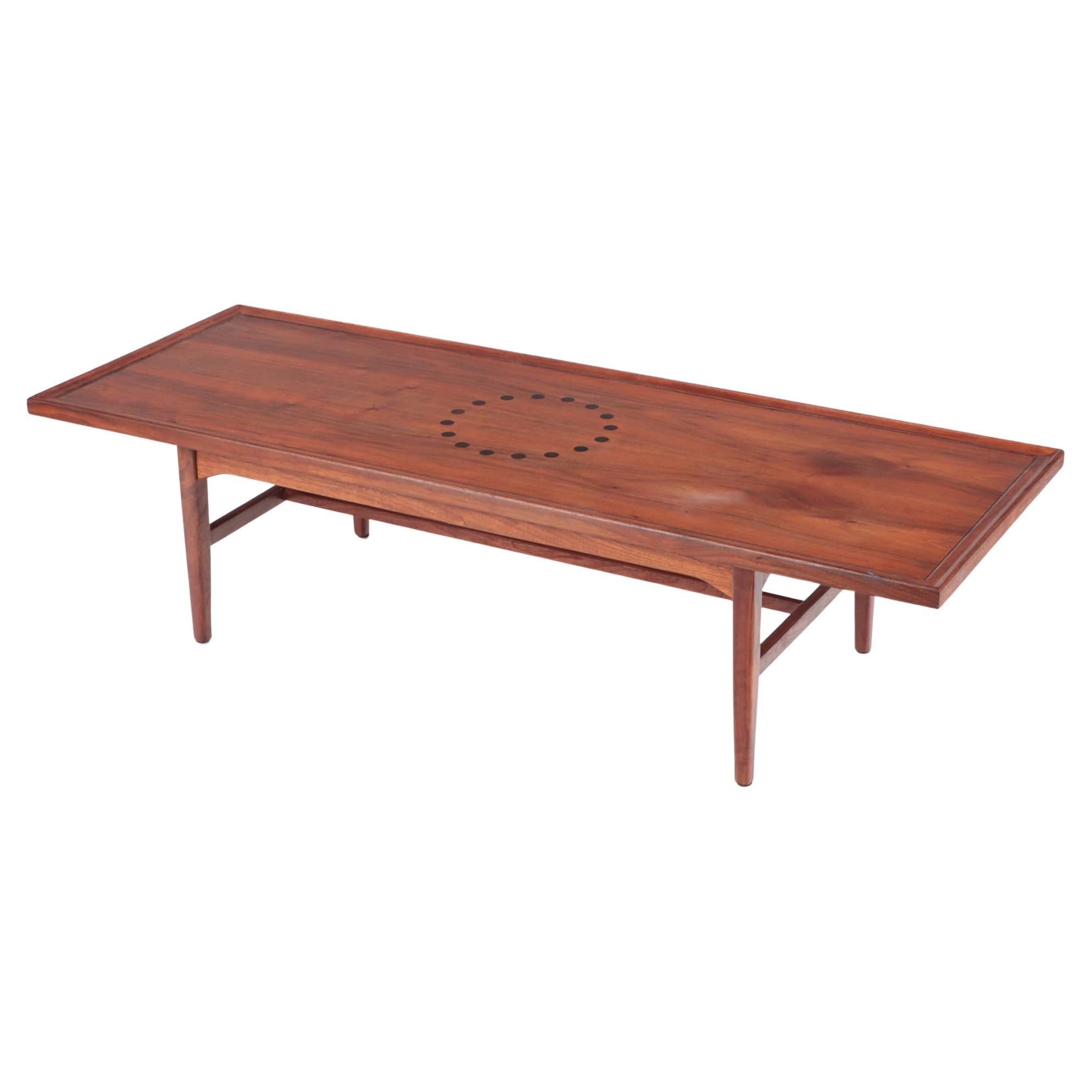 Mid-Century Modern Walnut and Rosewood Drexel Declaration Coffee Table, 1950 For Sale