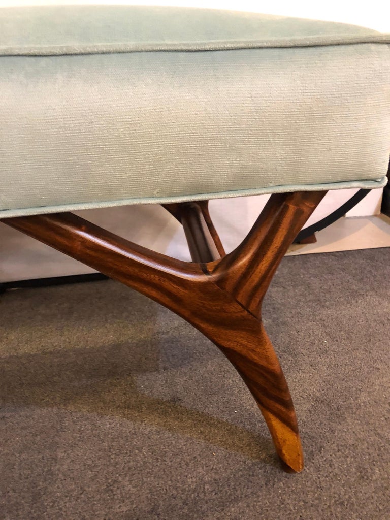 Mid Century Modern Window Bench Or Footstool In New Upholstered