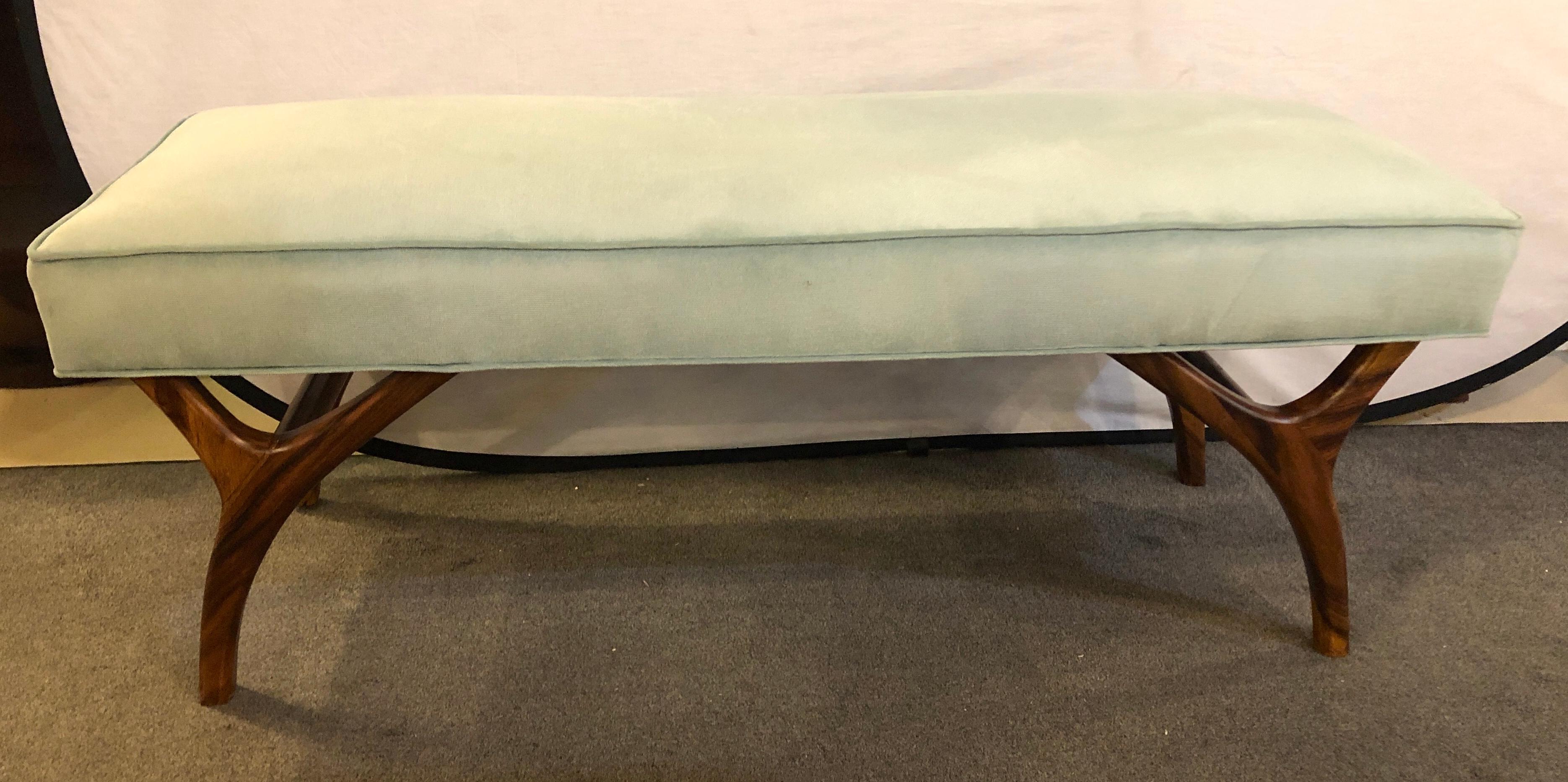 Mid-Century Modern Window Bench or Footstool in New Upholstered 2