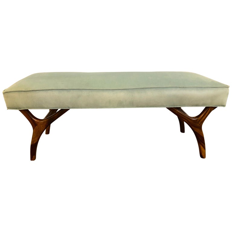 Mid Century Modern Window Bench Or Footstool In New Upholstered