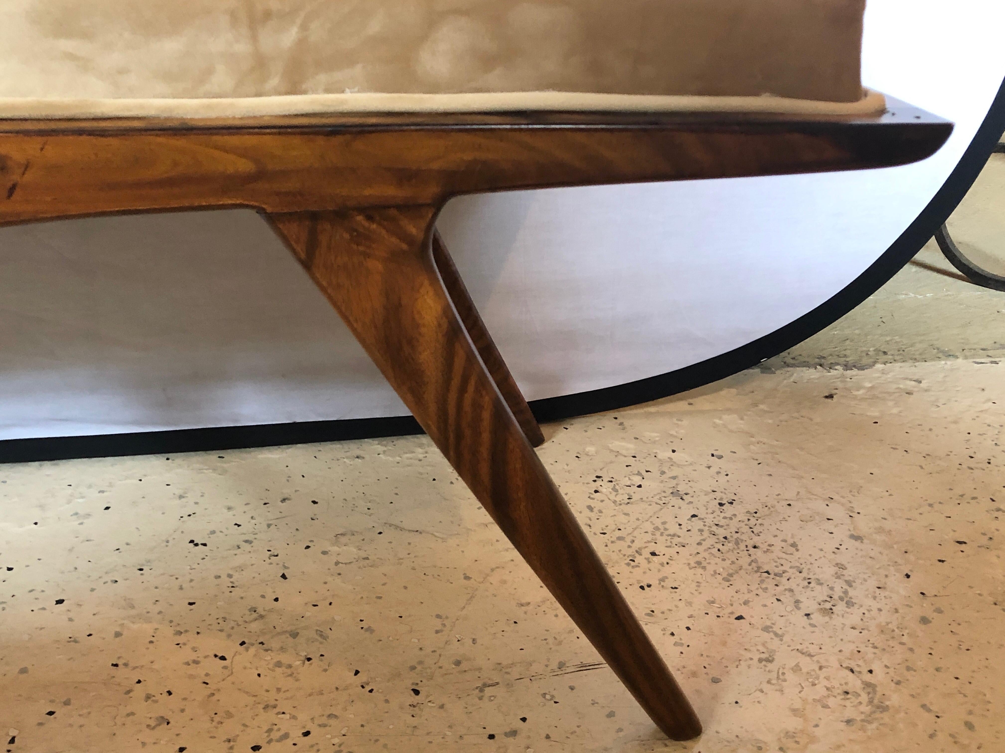 Mid-Century Modern Window Bench or Footstool in Newly Upholstered 6