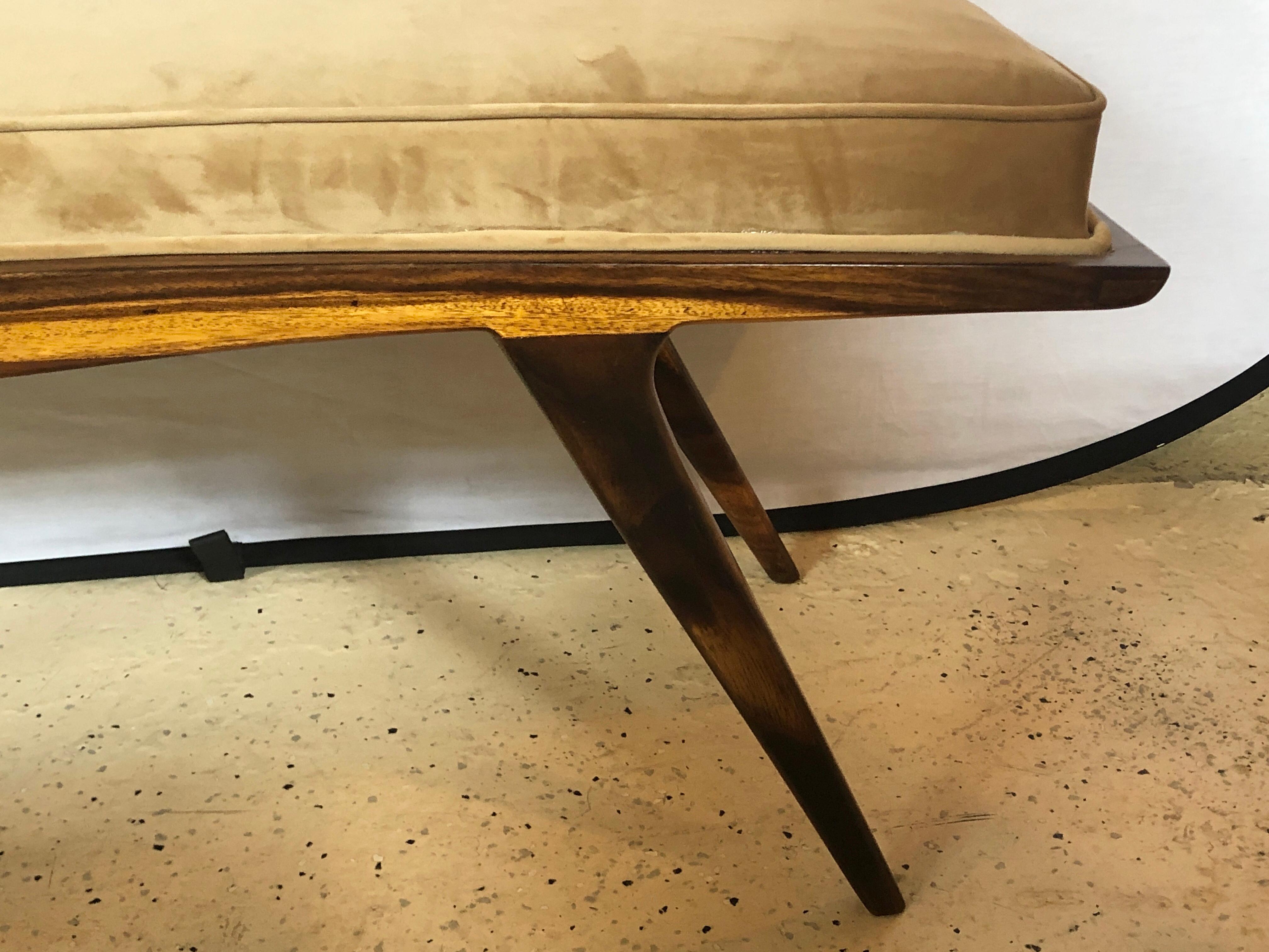 Mid-Century Modern Window Bench or Footstool in Newly Upholstered 10